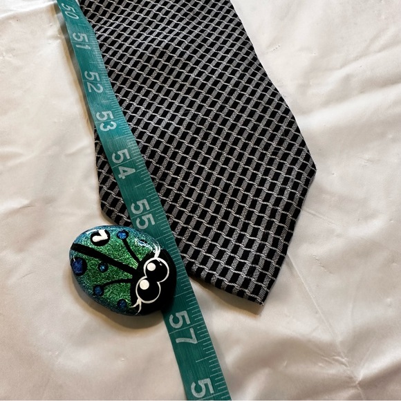 Perry Ellis Portfolio Silk Tie 57 x 4” Black Grey Made in USA Dad Father’s Day - Picture 7 of 11